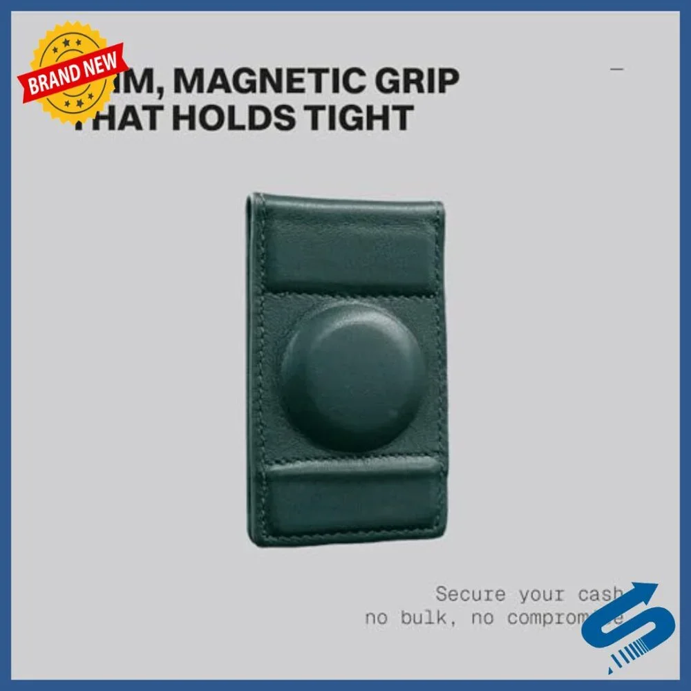 Full-Grain Italian Leather Money Clip with Apple AirTag Pocket